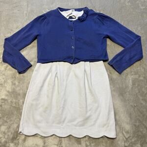 Janie and Jack Dress Cardigan Set Girls Sz 5 Blue Spring Party Outfit Matching